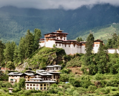 The Drukgyel Dzong (fortress) in Paro valley.